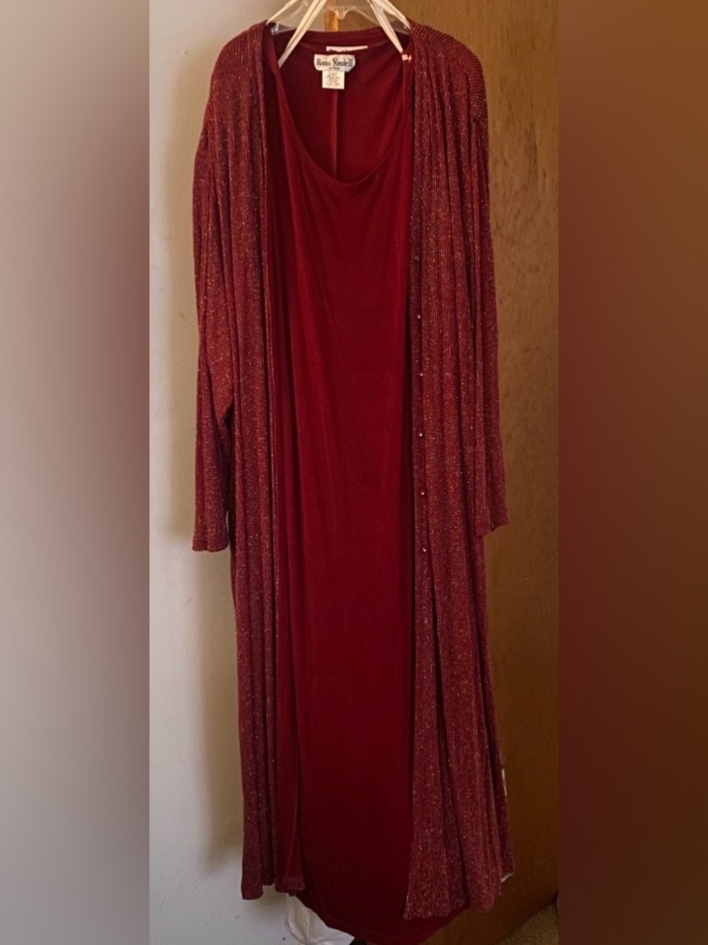 Ronni Nicole Burgundy Maxi Dress with Sparkle Jacket 2 PC